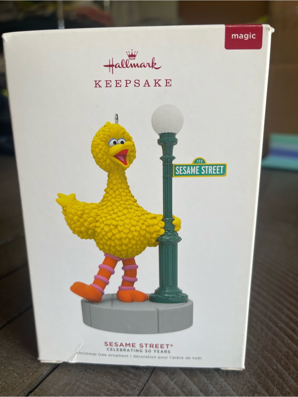 Hallmark Yellow Big Bird Sesame Street Ornament with Green Lamp 50 Years